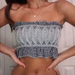 Blue and white crop top